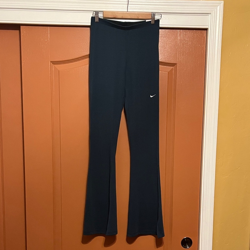 Nike Navy Flared Leggings with White Swoosh